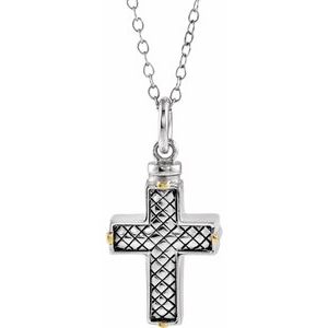 Sterling Silver Woven Cross Ash Holder 18" Necklace - Siddiqui Jewelers