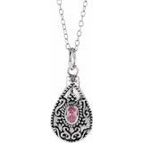 Sterling Silver 6x4 mm Pear October Ash Holder Birthstone 18" Necklace - Siddiqui Jewelers