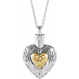 Sterling Silver Pet Heart Ash Holder 18" Necklace - Siddiqui Jewelers