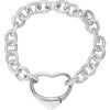 Sterling Silver 10 mm Charm 7 1/2" Bracelet with Heart Clasp - Siddiqui Jewelers