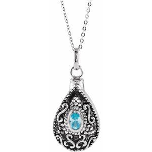 Sterling Silver 6x4 mm Pear March Ash Holder Birthstone 18" Necklace - Siddiqui Jewelers