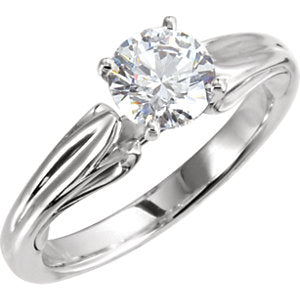 10K White 5.8 mm Round Cubic Zirconia Solitaire Engagement Ring - Siddiqui Jewelers