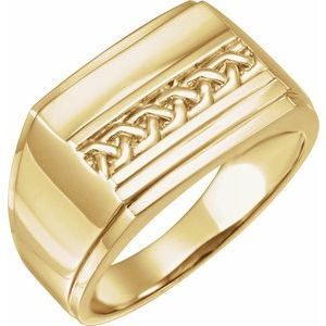 14K Yellow 17x13 mm Rectangle Signet Ring - Siddiqui Jewelers