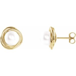 14K Yellow Pearl Earrings - Siddiqui Jewelers