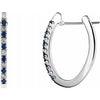 14K White 1/5 CTW Sapphire & Diamond Hoop Earrings - Siddiqui Jewelers