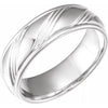 14K White 6.75 mm Grooved Flat Edge Band Size 10 - Siddiqui Jewelers