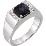 Platinum Onyx & 1/10 CTW Diamond Ring - Siddiqui Jewelers