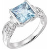 14K White Aquamarine & 1/8 CTW Diamond Ring - Siddiqui Jewelers