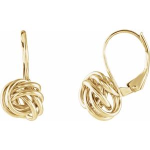 14K Yellow 10 mm Knot Lever Back Earrings - Siddiqui Jewelers