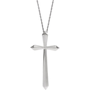 Sterling Silver 38x18.5 mm Elongated Cross 20" Necklace - Siddiqui Jewelers