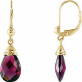 14K Yellow 12x8 mm Briolette Brazilian Garnet Earrings - Siddiqui Jewelers