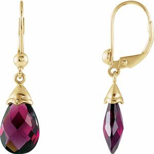 14K Yellow 12x8 mm Briolette Brazilian Garnet Earrings - Siddiqui Jewelers