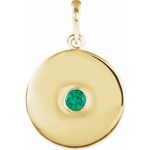 14K Yellow Emerald Disc Pendant - Siddiqui Jewelers