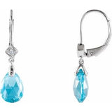 14K White Swiss Blue Topaz & .025 CTW Diamond Earrings - Siddiqui Jewelers