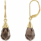 14K Yellow Smoky Quartz Briolette Lever Back Earrings - Siddiqui Jewelers