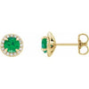 14K Yellow 5 mm Round Emerald & 1/8 CTW Diamond Earrings - Siddiqui Jewelers