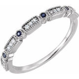 14K White .06 CTW Diamond & Sapphire Anniversary Band - Siddiqui Jewelers