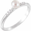 14K White Freshwater Cultured Pearl & .05 CTW Diamond Ring - Siddiqui Jewelers