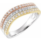 14K Tri-Color 1/2 CTW Diamond Stacked Ring - Siddiqui Jewelers