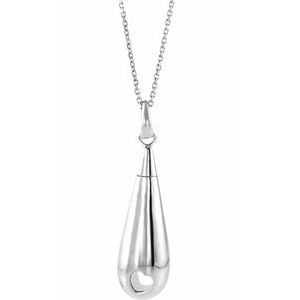Sterling Silver Tear of Love Ash Holder 18" Necklace - Siddiqui Jewelers