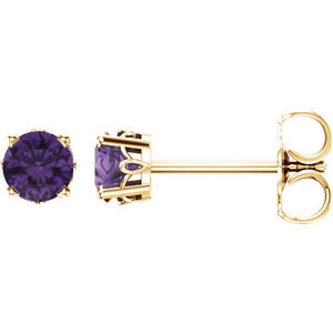 14K Yellow Amethyst 4-Prong Scroll Setting® Stud Earrings - Siddiqui Jewelers