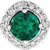 14K White Chatham® Created Emerald & .08 CTW Diamond Pendant - Siddiqui Jewelers