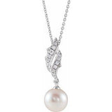 14K White Freshwater Cultured Pearl & .08 CTW Diamond 18" Necklace - Siddiqui Jewelers