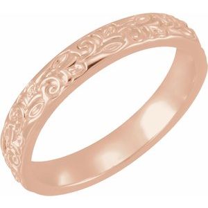 14K Rose 3 mm Floral Band - Siddiqui Jewelers