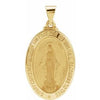 14K Yellow 25x18 mm Oval Hollow Miraculous Medal - Siddiqui Jewelers