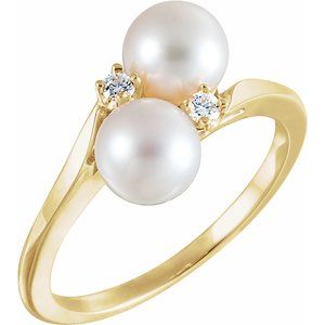 14K Yellow Akoya Cultured Pearl & .06 CTW Diamond Bypass Ring - Siddiqui Jewelers