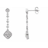 14K White 1/3 CTW Diamond Granulated Link Earrings - Siddiqui Jewelers