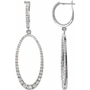 14K White 1 1/4 CTW Diamond Oval Silhouette Earrings - Siddiqui Jewelers