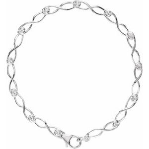 14K White 1/8 CTW Diamond 7" Link Bracelet - Siddiqui Jewelers