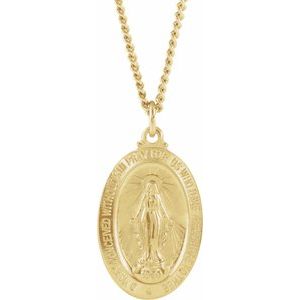 24K Yellow Gold Plated 29x18 mm Miraculous 24" Necklace - Siddiqui Jewelers