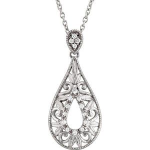 Sterling Silver 1/10 CTW Diamond 18" Necklace - Siddiqui Jewelers