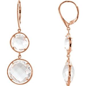 14K Rose Gold-Plated Sterling Silver Clear Quartz Earrings - Siddiqui Jewelers