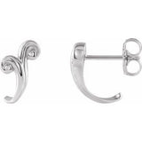 14K White Freeform J-Hoop Earrings - Siddiqui Jewelers