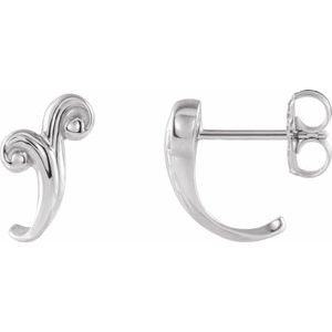 Platinum Freeform J-Hoop Earrings - Siddiqui Jewelers
