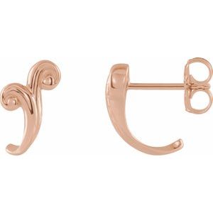 14K Rose Freeform J-Hoop Earrings - Siddiqui Jewelers