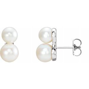 Sterling Silver Freshwater Cultured Pearl Ear Climbers  -Siddiqui Jewelers