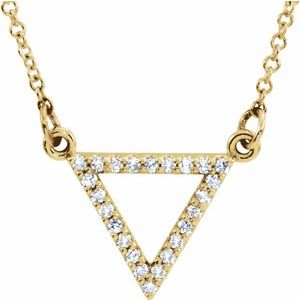 14K Yellow 1/10 CTW Diamond Triangle 16" Necklace - Siddiqui Jewelers