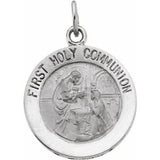 14K White 15 mm First Communion Medal - Siddiqui Jewelers