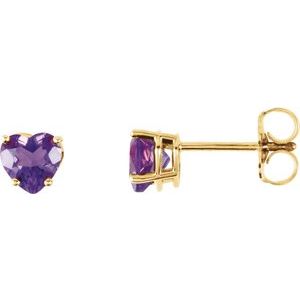 14K Yellow Amethyst Heart Earrings - Siddiqui Jewelers