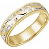 Rhodium-Plated 14K Yellow Gold 6 mm Carved Band with Milgrain Size 8.5 - Siddiqui Jewelers