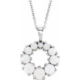 Sterling Silver Opal Halo-Style 18" Necklace - Siddiqui Jewelers