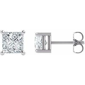 14K White 5.5 mm Square Forever One™ Moissanite Earrings - Siddiqui Jewelers