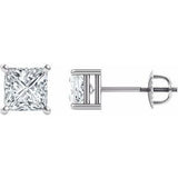 14K White 6.5x6.5 mm Square Forever One™ Created Moissanite Solitaire Earrings - Siddiqui Jewelers