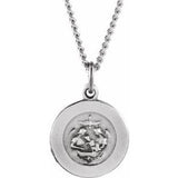Sterling Silver 12 mm Baptism Medal 18" Necklace - Siddiqui Jewelers