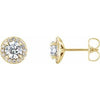 14K Yellow 4.5 mm Round Forever One™ Moissanite & 1/6 CTW Diamond Earrings - Siddiqui Jewelers