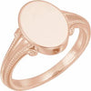 14K Rose 13x9.65 mm Oval Signet Ring - Siddiqui Jewelers